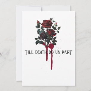Invitation Rose gothique Noir Coeur Rouge Goutte sanguine