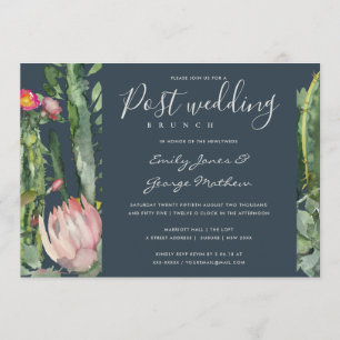 INVITATION ROSE GRIS DÉSERT FLORAL CACTI POST MARIAGE BRUCH