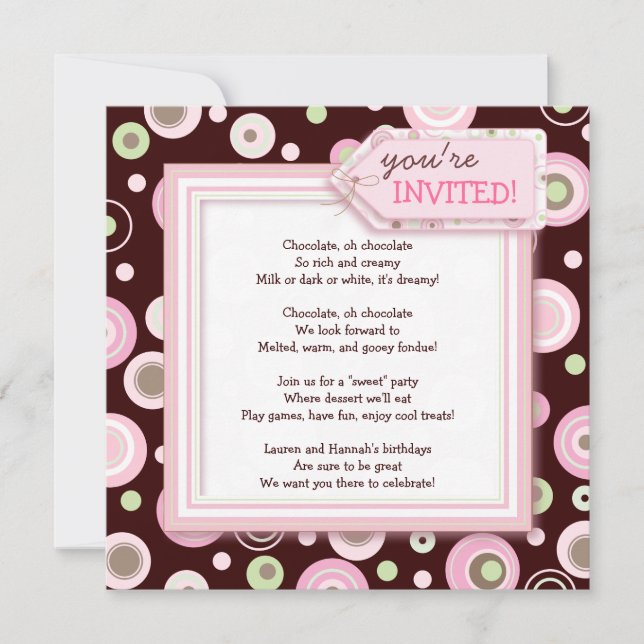 Invitation rose heureuse de fête d'anniversaire de (Devant)