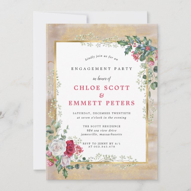 Invitation Rose Holly Gold (Devant)