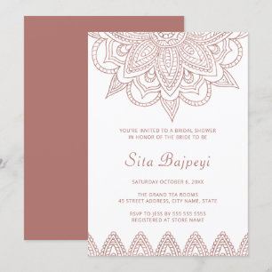 Invitation Rose indien moderne Gold Mehndi Fête des mariées h