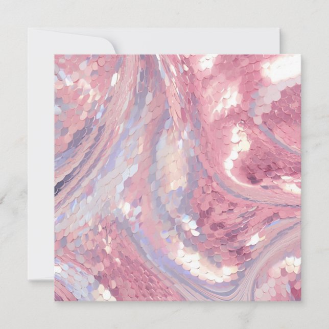 Invitation Rose iridescent et sequins violets (Devant)