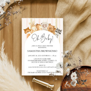 Invitation Rose Jaune mignonne Animaux Budget Oh Baby shower