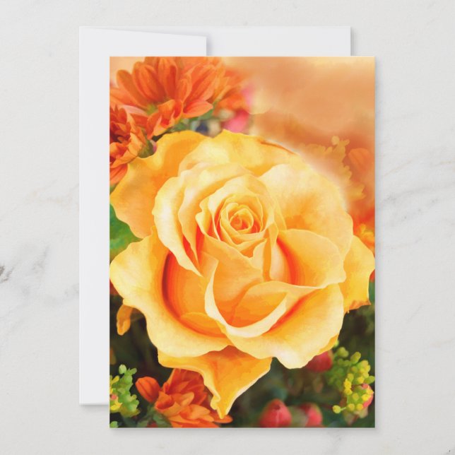 Invitation Rose jaune soleil au bouquet (Devant)