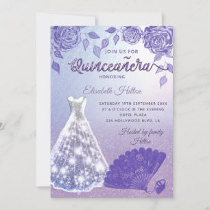 Invitation Rose Lilac robe de Parties scintillant romantique 