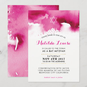 Invitation rose lumineux élégant d'aquarelle de