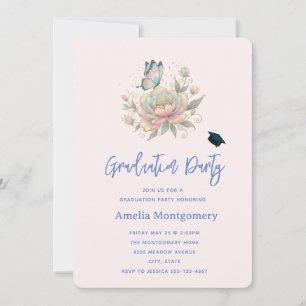 Invitation Rose Magique et Papillon Dégradé de Couleurs Paste