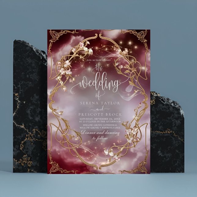 Invitation Rose magique Gold Ornate Mariage baroque Invitati (Créateur téléchargé)