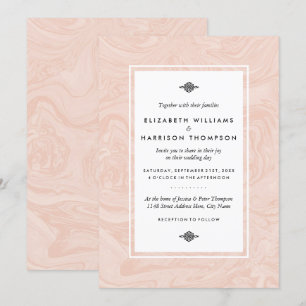 Invitation Rose marbré Élégant mariage vintage  marbré