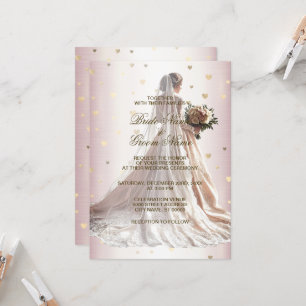 Invitation Rose Mariage d'hiver robe mariée Golden brillant c