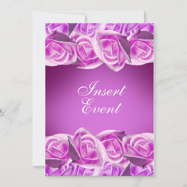 Invitation Rose mariage rose violet "sweet sixteen" (Devant)
