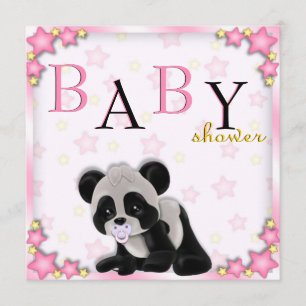 Invitation rose mignon de baby shower d'ours panda