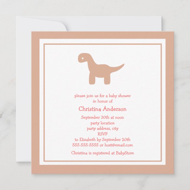 Invitation rose mignonne de baby shower de (Devant)