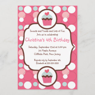 Invitation rose mignonne de fête d'anniversaire de