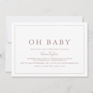 Invitation Rose minimal Gold Horizontal Oh Baby Baby shower