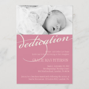 Invitation rose moderne de dévouement de bébé