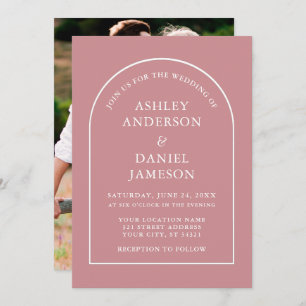 Invitation Rose moderne élégant Arch Dusty Mariage photo