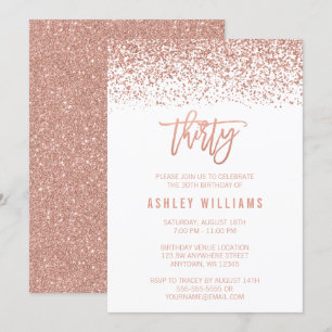 Invitation Rose moderne Gold Faux Parties scintillant 30e ann