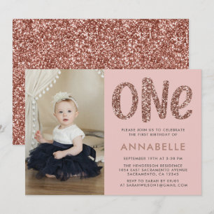 Invitation Rose moderne Gold Faux Parties scintillant Premier