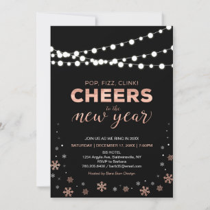 Invitation Rose moderne Gold New Years Eve Party