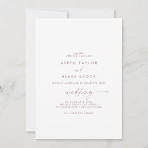 Invitation Rose moderne Gold Script Couple & Parents Mariage
