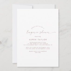 Invitation Rose moderne Gold Script Lingerie Douche