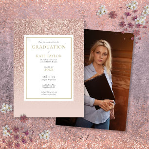Invitation Rose moderne Parties scintillant d'or photo de gra