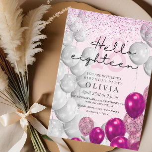 Invitation Rose moderne rose 18e anniversaire Parties scintil