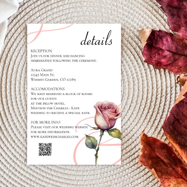 Invitation Rose moderne roux mariage détails de  (Créateur téléchargé)
