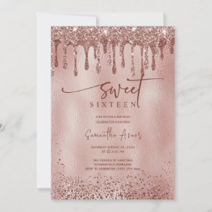 Invitation Rose modifiable Gold Sweet 16 Modèle
