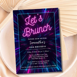 Invitation Rose Néon et Noir Faisons Brunch Toute Fête Événem