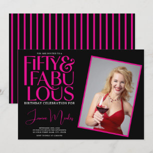 Invitation Rose Noir 50 & Fabuleux Anniversaire avec des Rayu