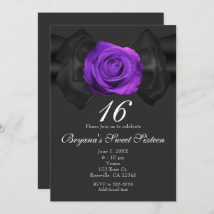 Invitation Rose noir de ruban et de pourpre TOUTES