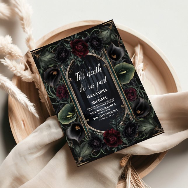 Invitation Rose noir Floral Gothique Mariage d'Halloween (Créateur téléchargé)