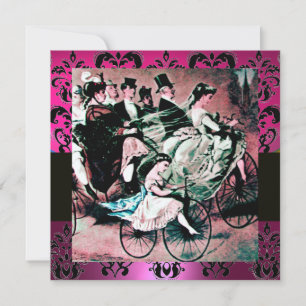 Invitation ROSE, NOIR, MONOGRAMME DE DOMMASSE PURPLE, blanc, 