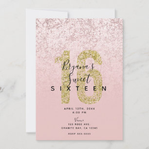 Invitation Rose noir rose Parties scintillant or Marbre Glam 