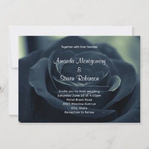 Invitation Rose Noire Fleur Gothique Sombre Photo Mariage