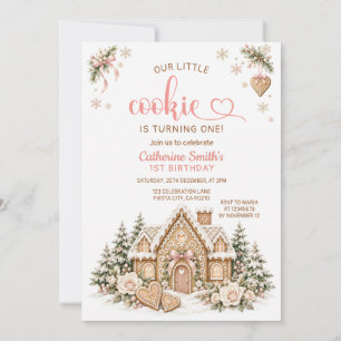 Invitation Rose Notre Petit Cookie Gingerbread Fleur Annivers