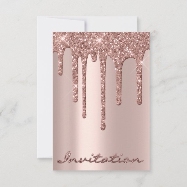 Invitation Rose nuptiale simple gouttes de  étincelle Parties (Dos)