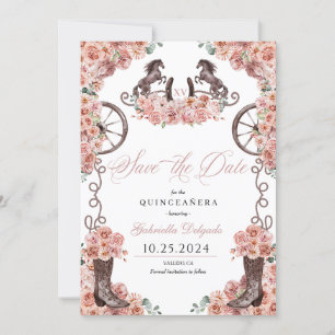 Invitation Rose Occidental Gold Charro Sauvez La Date Quincea
