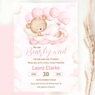 Invitation Rose on peut attendre prématurément fille ours Bab