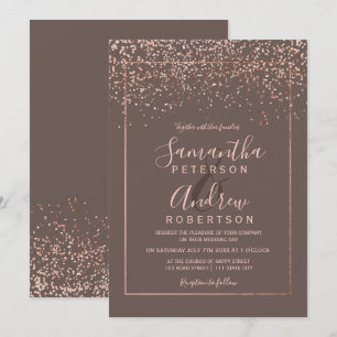 Invitation Rose or confetti café typographie mariage