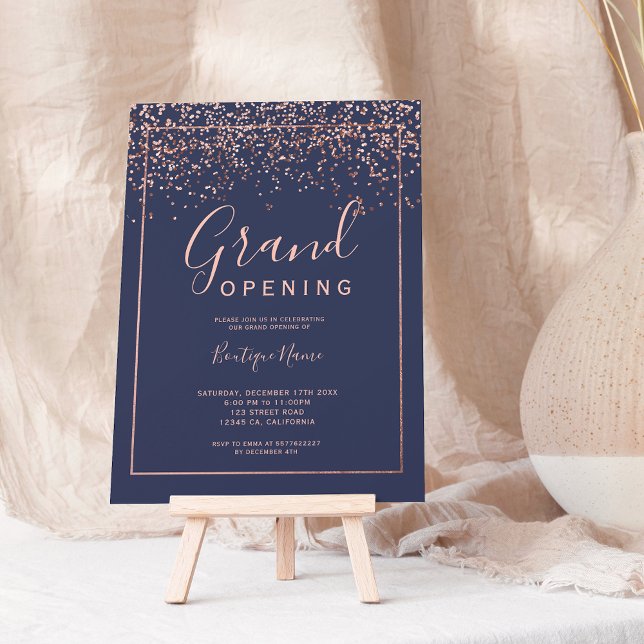 Invitation Rose or confetti marine typographie ouverture (Créateur téléchargé)