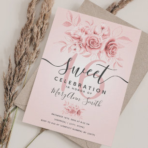 Invitation Rose Or et rose Blush Fab Parties scintillant flor