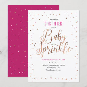 Invitation Rose or et rose, Moderne, Fille, Parsemer bébé