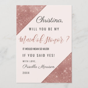 Invitation Rose  or étincelant Parties scintillant Sequin Mai