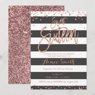 Invitation Rose or faux parties scintillant rose ombre fille 