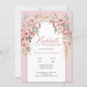 Invitation Rose or fleurs pampas herbe boho arche