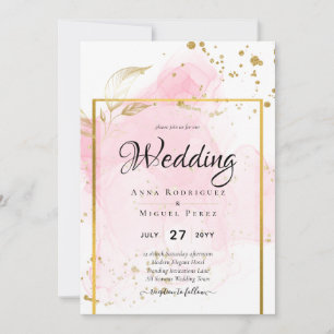 Invitation ROSE OR MARIAGE Encre d'alcool Abstraite