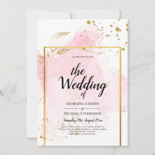 Invitation ROSE OR MARIAGE Encre d'alcool Abstraite